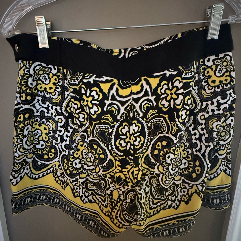 Cache Yellow Black White Patterned Mini Skirt - image 2